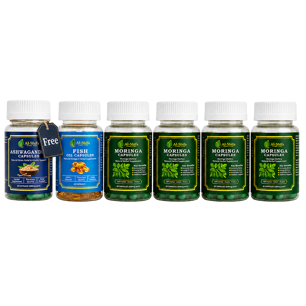 Buy 1 Fish Oil + 4 Moringa, Get Ashwagandha Free